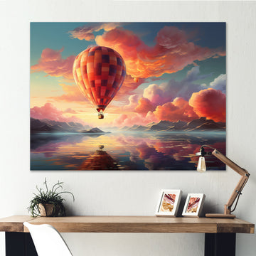 Peach Hot Air Ballon Atmospheric I - Hot Air Balloon Canvas Wall Art